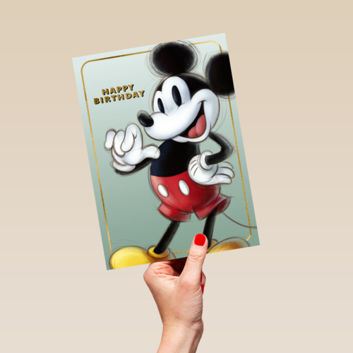 Verjaardagskaart Mickey Mouse klassiek