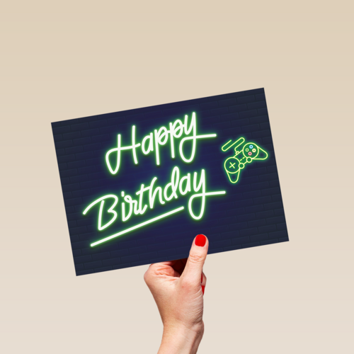 Verjaardagskaart Happy Birthday neon