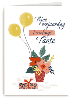 een bloemetje met ballonnen voor een tante