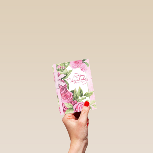 roze rozen met strik
