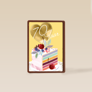 verjaardagskaart voor 70 jaar met cake