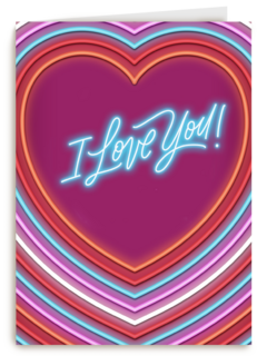 Valentijn kaart I love you neon stijl