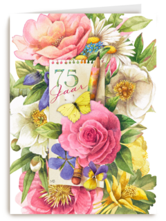 vijfenzeventig jaar met bloemen