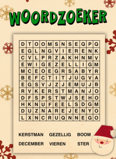 Kerstkaart hart onder de riem Woordzoeker