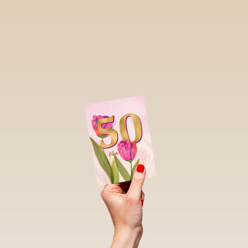 Verjaardagskaart vrouw 50 van harte