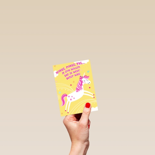 Beterschapskaart unicorn hokus pokus pas