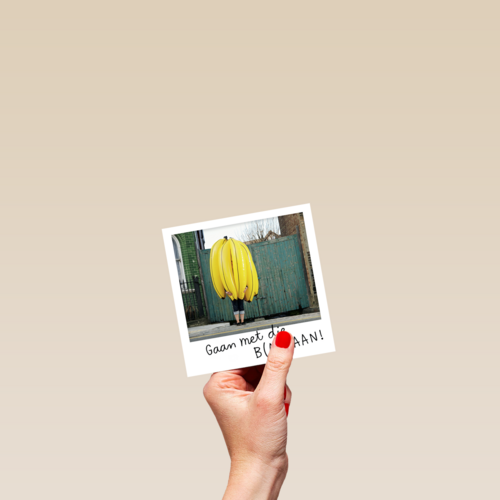 polaroid kaart gaan met die b an aan