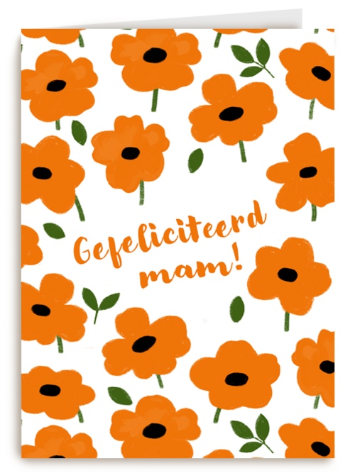 Verjaardagskaart Hallmark | Oranje Bloemenkaart Met Gefeliciteerd Mam
