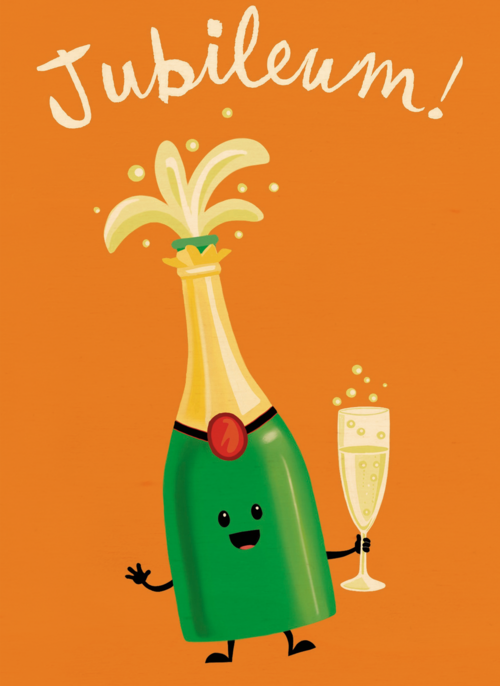 Houten Kaart Jubileum | Houten Kaart Hallmark | Jubileum | Jubileum Fles Champagne