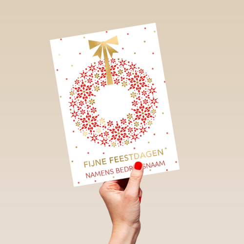 Kerstkaart zakelijk Kerstkrans Aanpasbare tekst