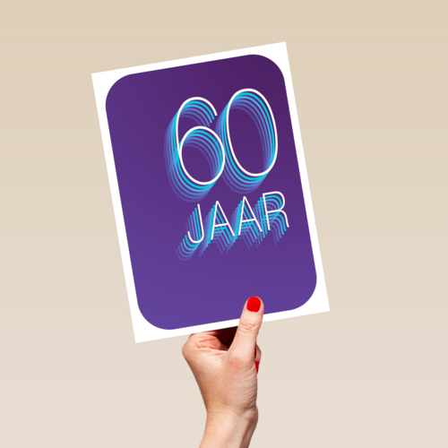 Verjaardagskaart 60 jaar paars