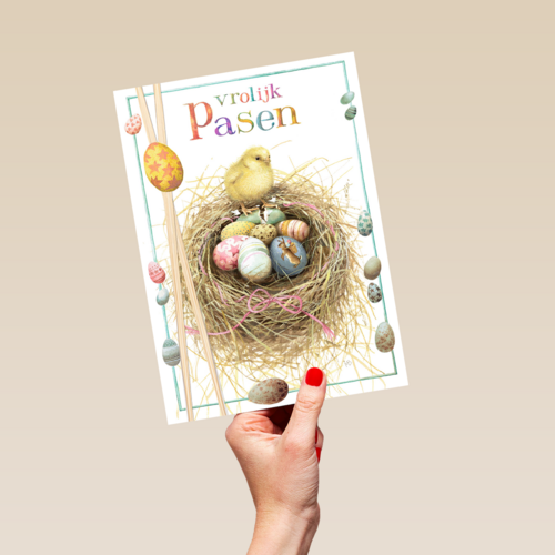 kuiken met nestje eieren