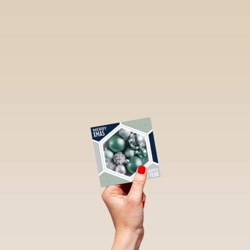 hexagonaal met kerstballen