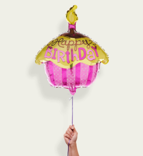 Ballon Happy Birthday Cupcake Roze Goud