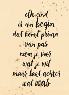 kerstkaart elk eind is een begin