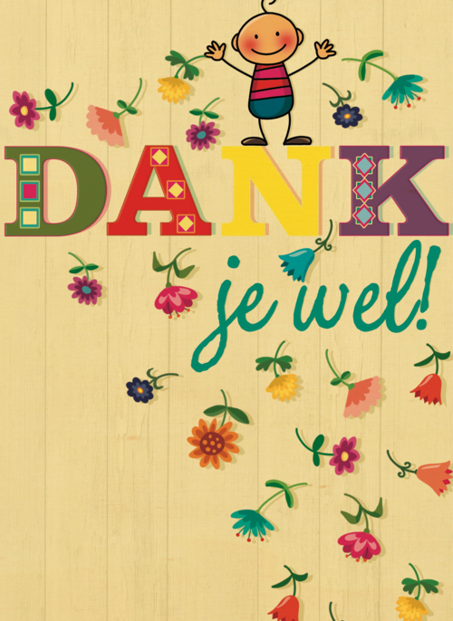 smile kaart bloemetjes dank je wel