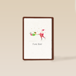 Kinderpostzegels Fijne Kerst schaatsen