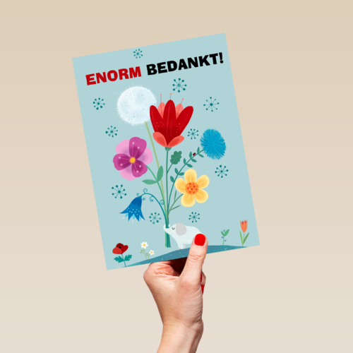 Bedanktkaart met bloemen illustratie