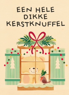 Kerstkaart hart onder de riem Een hele dikke kerstknuffel