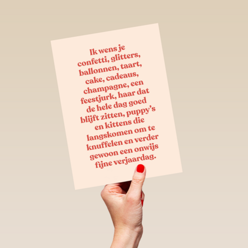 Verjaardagskaart hip vrouw ik wens je heel veel