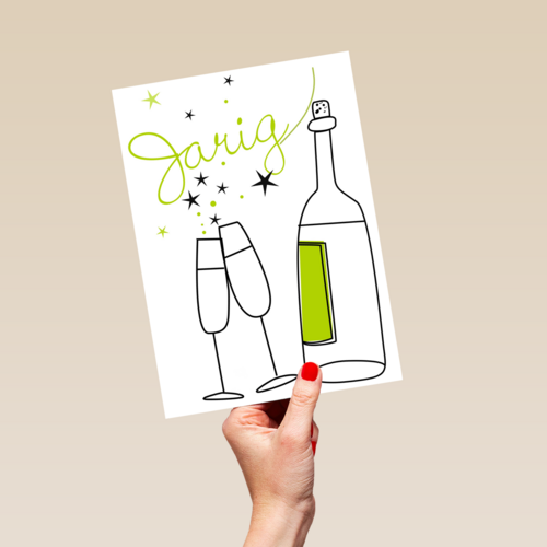 tekening champagne en glazen