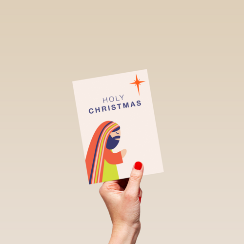 Religieuze kerstkaart bidden