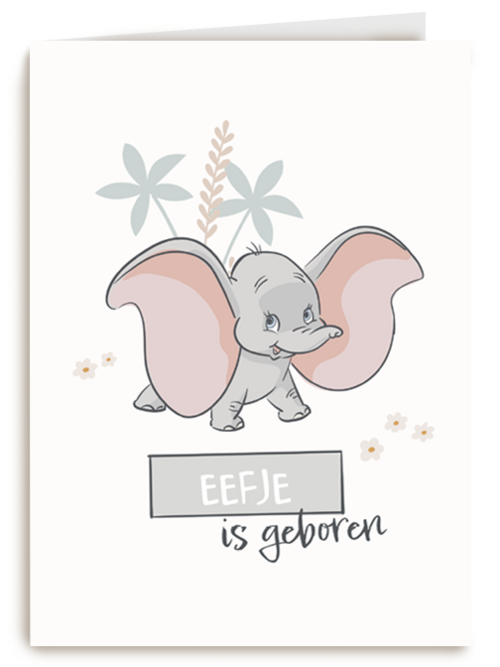 Baby is geboren Disney kaart met Dumbo