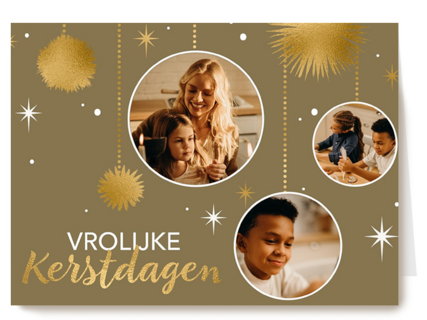 kerstkaart fotokaart vrolijke kerstdagen 3 kaders