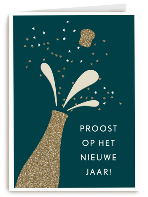 zakelijke nieuwjaarskaart met champagne