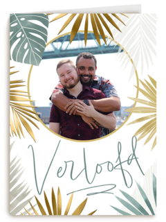 Fotokaart verloofd stijlvol plantendesign