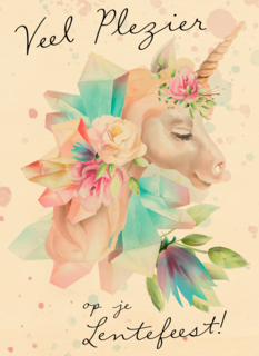 Veel plezier op je lentefeest unicorn