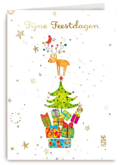 kerstkaart turnowsky rendier kerstboom