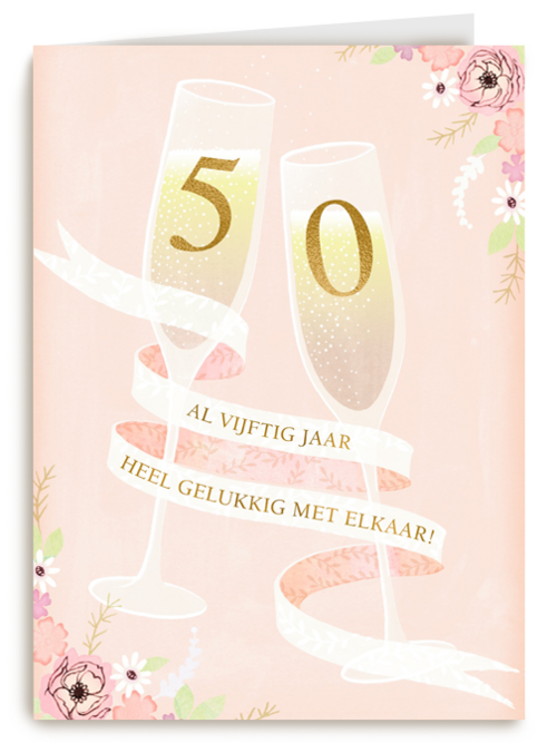 Kaart Hallmark | Huwelijksjubileum | Huwelijkskaart 50 Jaar Getrouwd Champagne