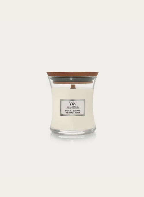 Woodwick Geurkaars Mini White Tea Jasmin | Woodwick Cadeau Woonaccessoires |