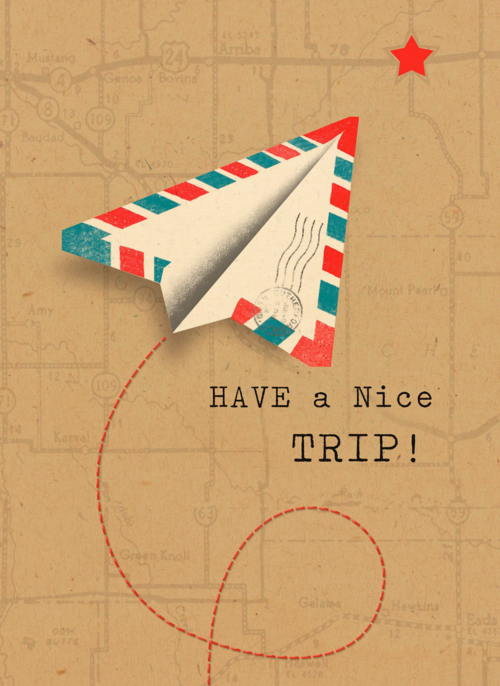 Houten Kaart Fijne Reis | Houten Kaart Hallmark | Fijne Reis | Vliegtuig Have A Nice Trip