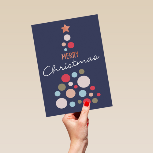 Kerstkaart zakelijk Gekleurde  kerstboom