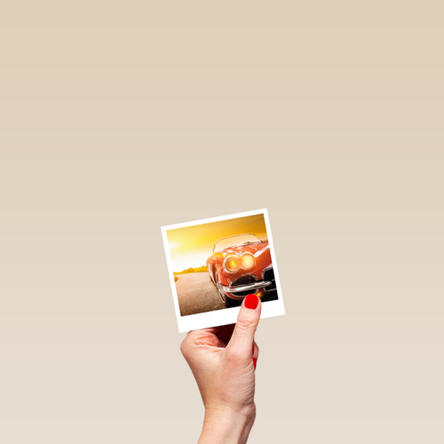 Verjaardagskaart man Mooie auto Polaroid