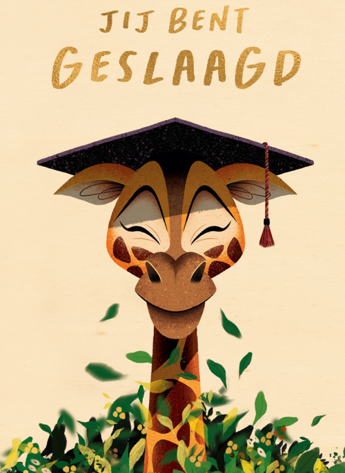 Houten Kaart Diploma | Hallmark | Houten Kaart Hallmark | Diploma | Folio Geslaagd Kaart Giraf