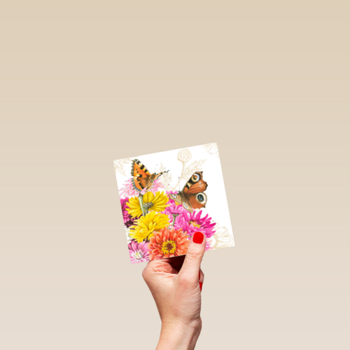 Kaart flowers by Marjolein Bastin vlinders roze geel