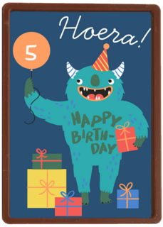 Hoera monsterkaart Happy Birthday