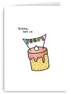 Verjaardagskaart Hoera Het Is Feest Taart