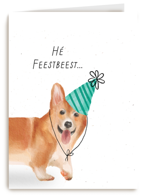 Verjaardagskaart hee feestbeest Corgi