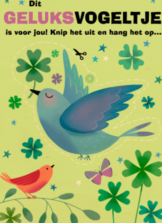 Veel geluk kaart met geluksvogeltje