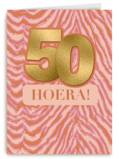 Verjaardagskaart 50 zebrapatroon