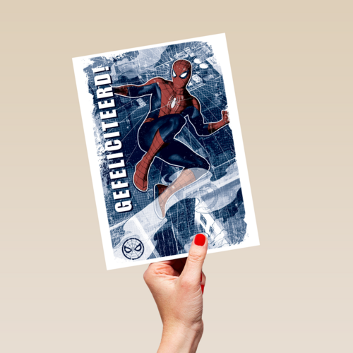 Spiderman kaart gefeliciteerd