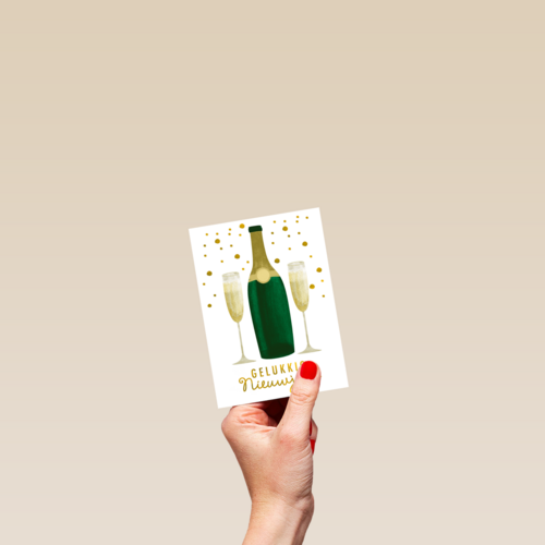 champagnefles gelukkig nieuwjaar