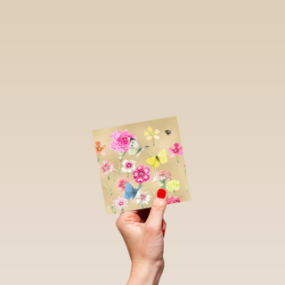 Kaart flowers by Marjolein Bastin goud vlinders blanco