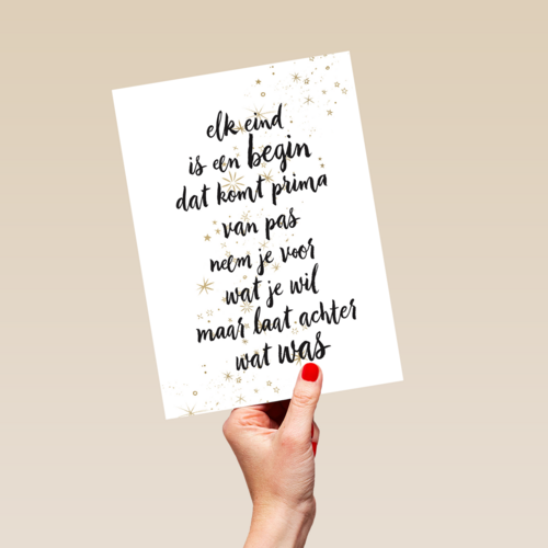 kerstkaart elk eind is een begin