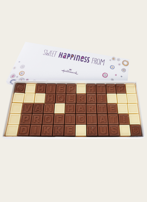 Chocotelegram Hoera Van Harte Proficiat Dikke Kus | Hallmark Cadeau Chocolade |