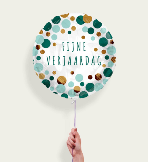 Ballon Fijne Verjaardag Groen en Goud Eco